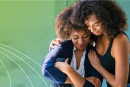 Two women hugging