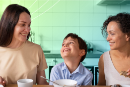 A family eating together