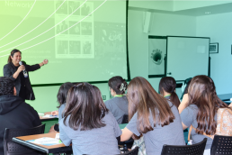 A woman presenting to a group